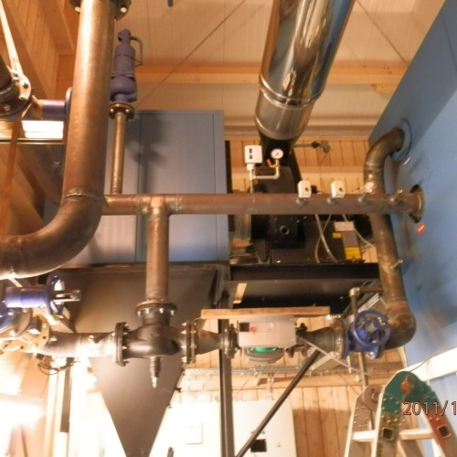 Abendliche Baustellenarbeiten im Heizwerk 2011